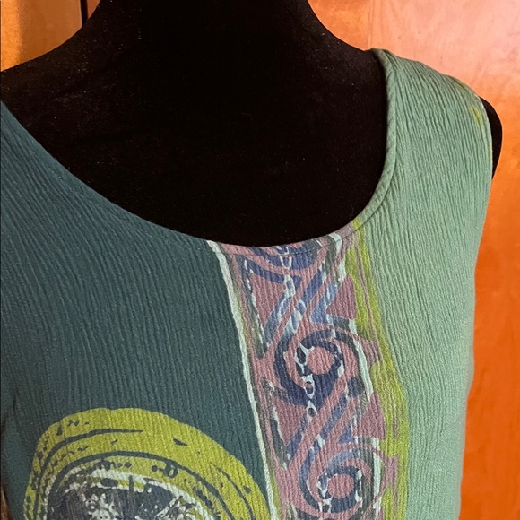 The Pyramid Collection Large Teal and Green Midi Dress - Picture 3 of 4